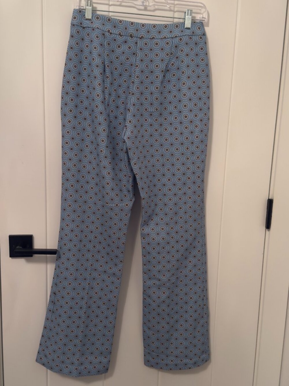 Elie Tahari Blue Geometric Print Straight Leg Pants NWT